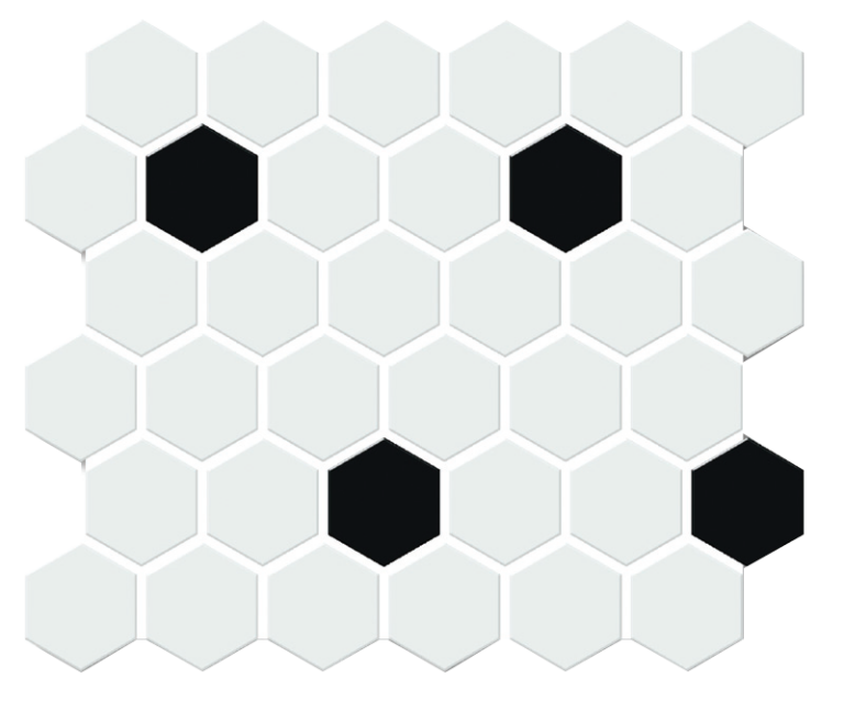 Porcelain Mosaic Hexagon White Matte + Black Matte (NS86111)