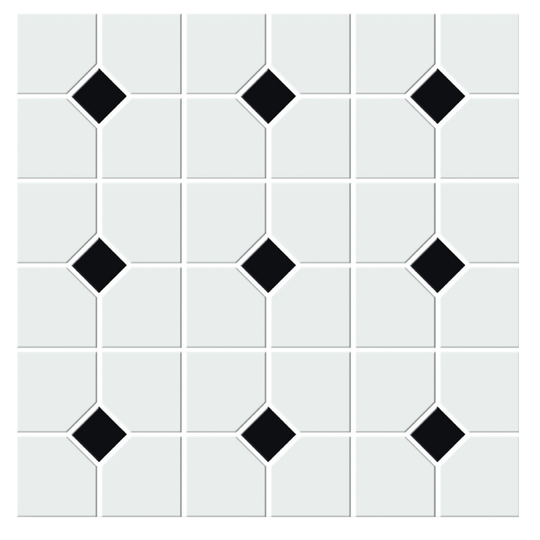 Porcelain Mosaic Octagon White Matte + Black Matte (N-EQWN82154)
