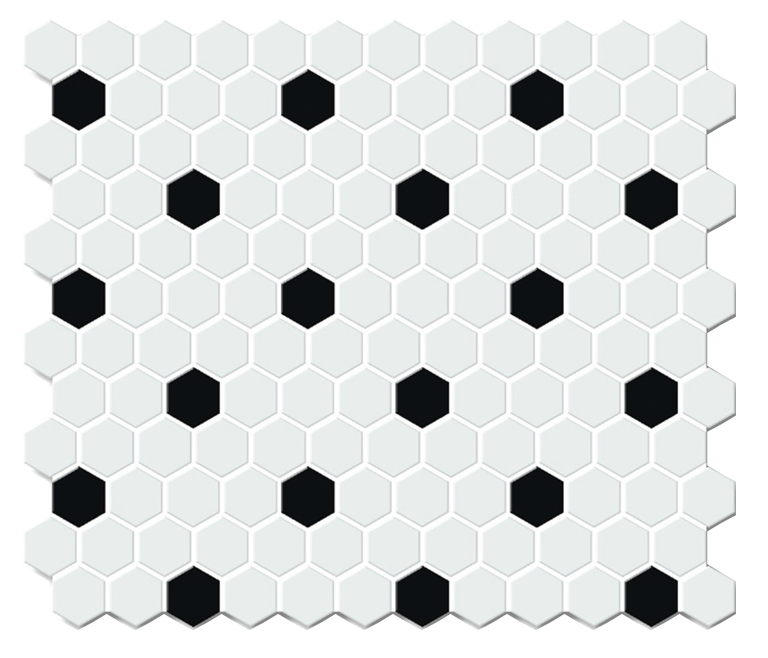 Porcelain Mosaic Hexagon White Matte + Black Matte (V-NS87111)