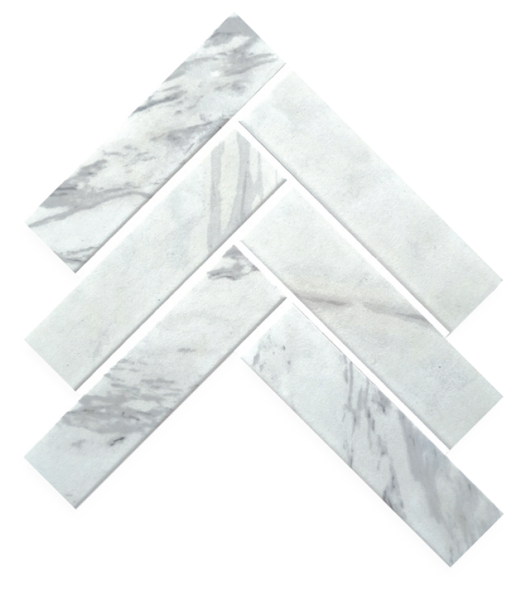 Porcelain Mosaic Herringbone Carrara (PMXM82650)