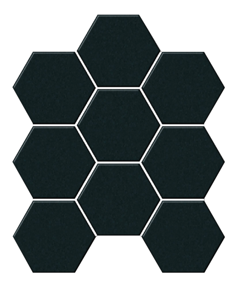 Porcelain Mosaic Hexagon Black Unglazed (V-JFQ50011)